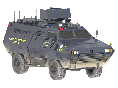 Chicago Police Armored Functional Vehicle for Riot Control with Emergency Lights Antennas 3d model