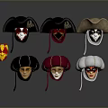 Colorful Venetian Masks with Various Designs and Feather Decorations