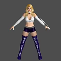 Stylish Game Movie Character With Blonde Hair White Top Black Shorts And Purple Strapped Stockings