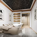 Modern Hair Salon Interior With Stylish Chairs Oval Mirrors And Pendant Lighting