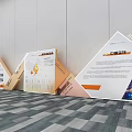 Modern Event Display Wall With Geometric Panels Information Charts And 3d model