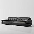 Black Leather Sectional Sofa With Tufted Design For Modern Living Room Furniture