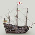 Galleon Cargo Ship Sailing Ship Warship Wooden Ship Warship Ancient Ship 3d model