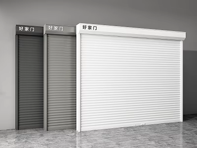 Dark Gray and White Slatted Roller Doors For Home Entry Design 3d model