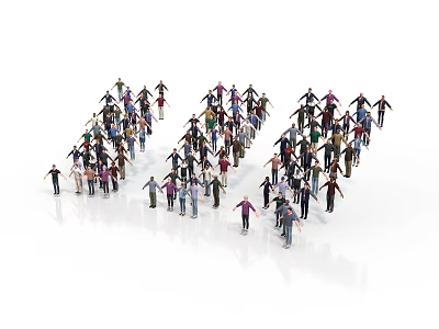 Men Standing Together Forming Letter M Shape in Group Arrangement 3d model
