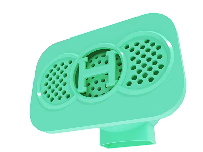 Light Green Speaker Device Featuring H Letter Design And Circular Sound Holes 3d model