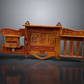 Intricately Carved Wooden Furniture With Decorative Patterns And Wall Mounted Design