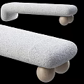 Plush Light Gray Sofa Bench With Round Wooden Legs And Soft Upholstery