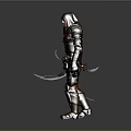 Hooded Warrior Figure With Red Face Markings Intricate Armor And Dual Daggers