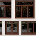 Modern Casement Windows in White and Brown for Building Exterior with Clear Views