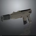 Futuristic Beige And Black Gun With Barrel Grip And Tactical Design Features