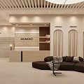 Elegant Modern Warm Beige Clothing Store Interior With Display Racks Comfortable Sofa And Gentle Lighting