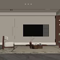 Modern Living Room Interior Design With TV Wall Built-in Shelves Accent Chair And Coffee Table