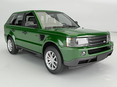 Green Range Rover Sport SUV With Stylish Front Grille And Alloy Wheels 3d model