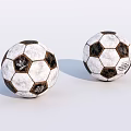 Classic Black And White Soccer Balls As Sports Equipment With Vintage Design And Worn Texture