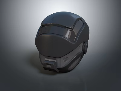 Futuristic Black Helmet With Matte Finish Integrated Visor And Aerodynamic Sci Fi Design 3d model