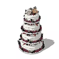 Four Tiered Wedding Cake With White Cream Red Berries And Green Foliage Decorative Top