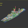 Water Transport Military Warship With Hull Number 571 Deck Antennas Yellow Device And Red Gear