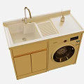 Efficient Washbasin Cabinet With Countertop Faucet Drain Board And Washing Machine