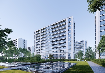 Standard for residential waterscape in modern residential area 3d model