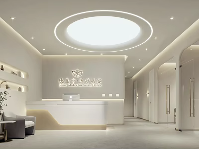 Modern Beauty and Hair Salon Interior with Elegant Reception Desk and Soft Lighting 3d model
