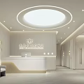 Modern Beauty and Hair Salon Interior with Elegant Reception Desk and Soft Lighting