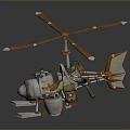 Colorful 3D Model Helicopter Toy with Orange Rotors White Parts and Detailed Body
