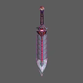 Fantasy Decorative Sword With Red And Black Ornaments And Silver Blade