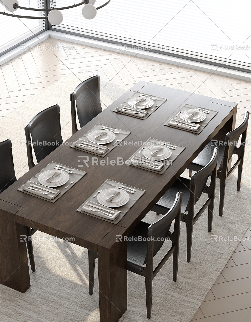 Dining table and chair combination model