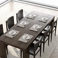 Dining table and chair combination 3d model