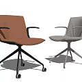 Modern Leather Office Chair Brown and Grey with Five Star Caster Base Two Piece Design