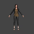Stylish Woman In Black Leather Jacket Leopard Print Top And Black Leather Pants