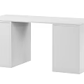 White Modern Desk With Three Drawers And Side Cabinet For Home Office Use