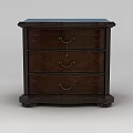 Technology Exhibition Hall Displaying Traditional Brown Wooden Nightstand With Three Drawers And Metal Handles