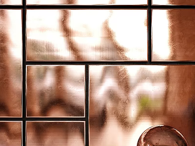 Elegant Wall Paneling with Frosted Glass Panes Natural View and Decorative Ball 3d model