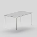 Modern Minimalist Dining Table With Smooth Tabletop And Slim Metal Legs 3d model