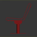 Red Slatted Outdoor Chair With Modern Metal Seat And Backrest Design