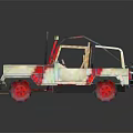 Red And White Open Top Jeep Model Constructed With Detailed Building Blocks
