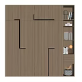 Modern Light Wooden Wardrobe Design With Black Metal Handles And Side Storage Shelves