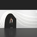 White Wavy Archway With Person Standing Under Black Background And Game Over Text Top Right