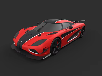 Red Sports Car With Black Stripes And Sleek Aerodynamic Exterior Design 3d model
