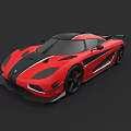 Red Sports Car With Black Stripes And Sleek Aerodynamic Exterior Design