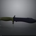 Tactical Weapon Knife With Green Handle Serrated Blade And Sharp Metal Design