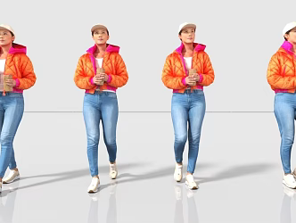 Winter people winter people drink coffee down jacket 3d model