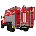 Functional Fire Trucks With Red White Gray Body Featuring Rescue Ladders And Equipment