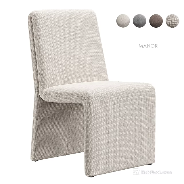 Modern Manor Stool Featuring Light Beige Upholstered Fabric And Sleek Design 3d model