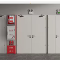 Fire Safety Equipment Setup With Fire Doors Extinguisher And Control Panel 3d model