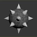 Decorative Ornament Set With Spiked Sphere Metallic Textured Surface And Silver Spikes