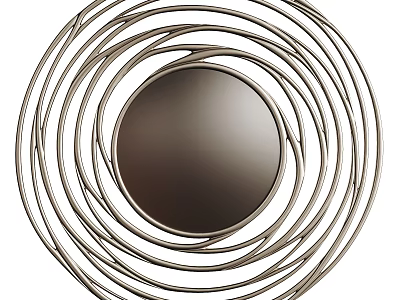 Stylish Decorative Mirror With Spiral Metal Frame And Circular Design 3d model