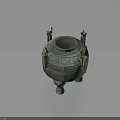 Ancient Chinese Bronze Ding Vessel With Intricate Patterns And Three Legs 3d model
